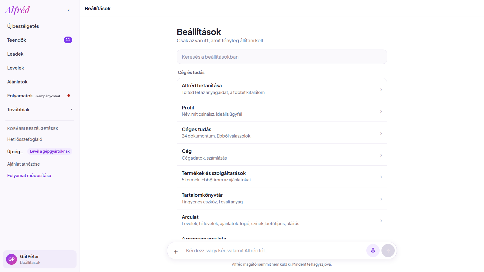 Beállítások: Így néz ki