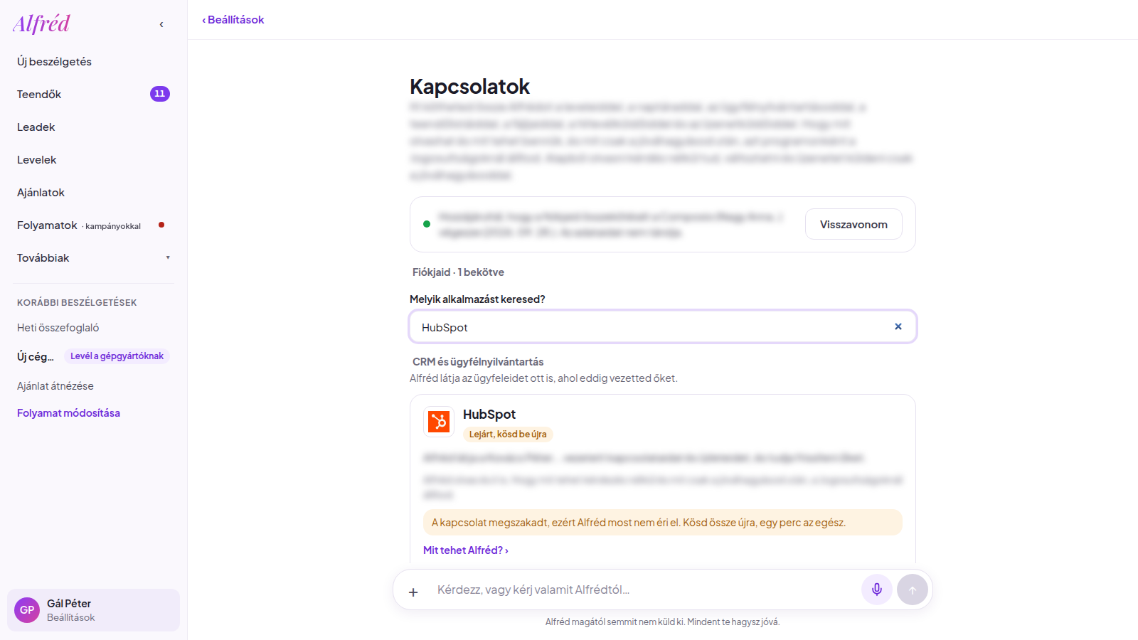 Bekötések: Rákeresek a HubSpotra